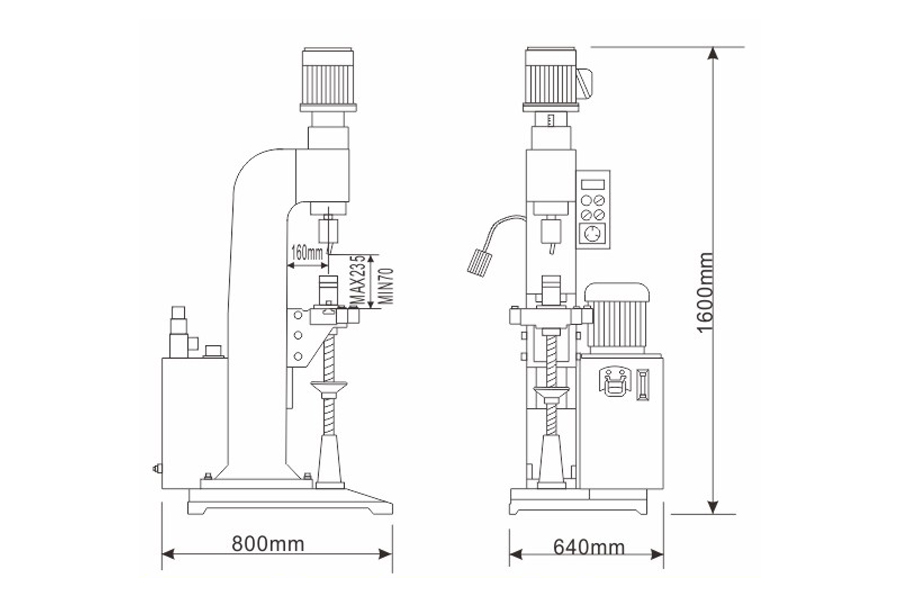 液壓徑向鉚接機(jī)結(jié)構(gòu)尺寸圖